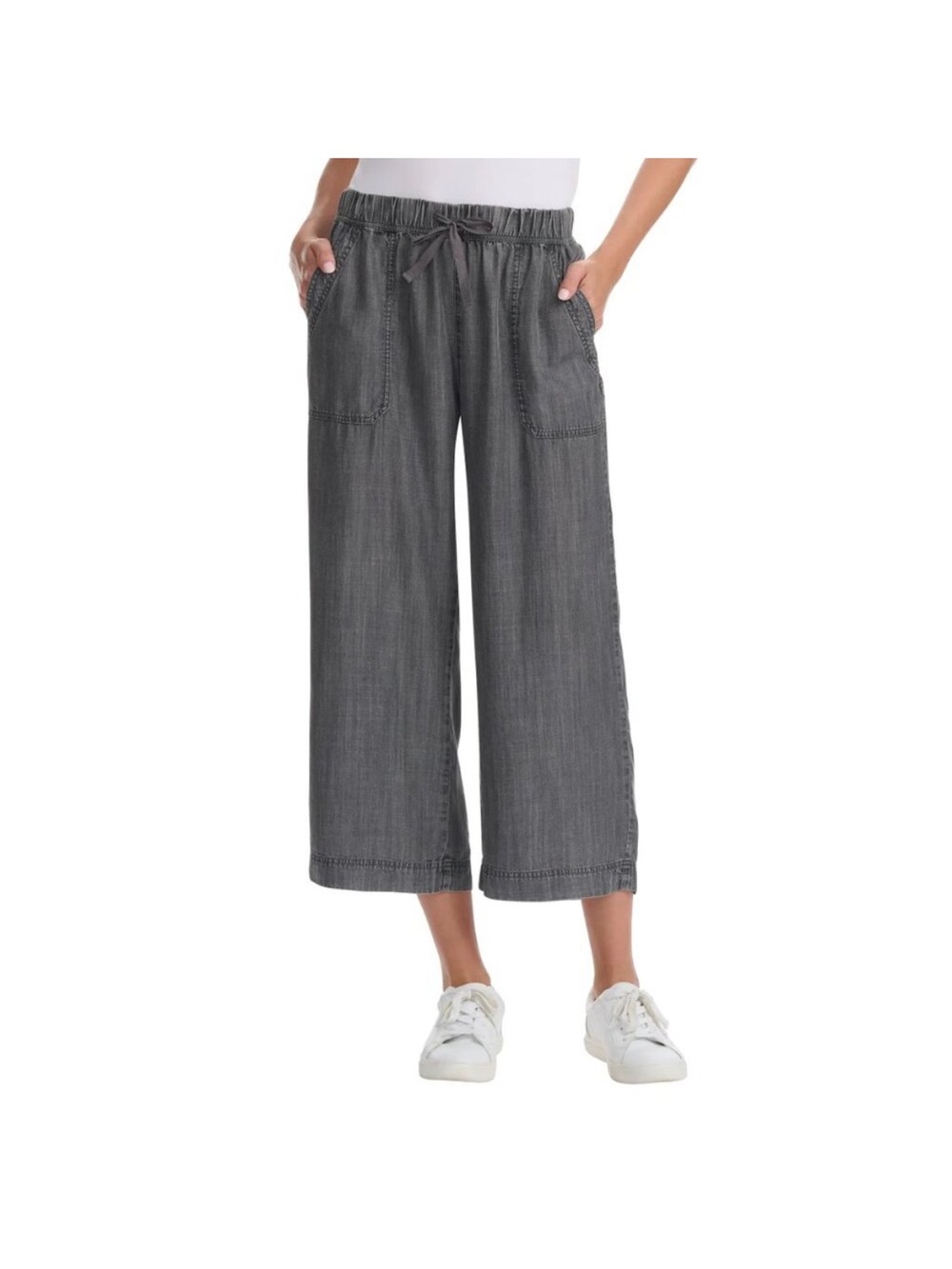 Splendid Wide Leg Cropped Pants in Charcoal Gray